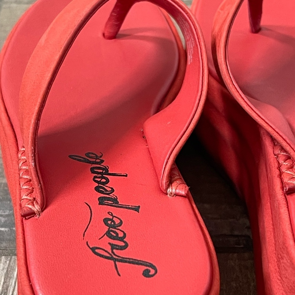 Red Platform Suede Flip Flop Sandals - Women's - Picture 8 of 11